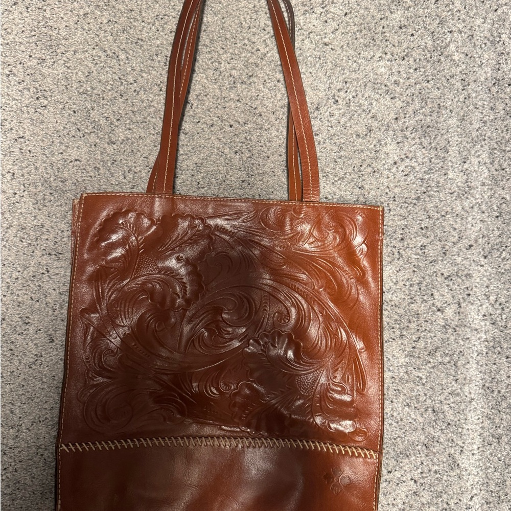 Patricia Nash Elegant Brown Leather Tote Bag